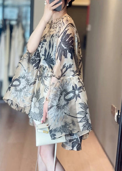 Print Cotton O-Neck Fall Shirts Loose