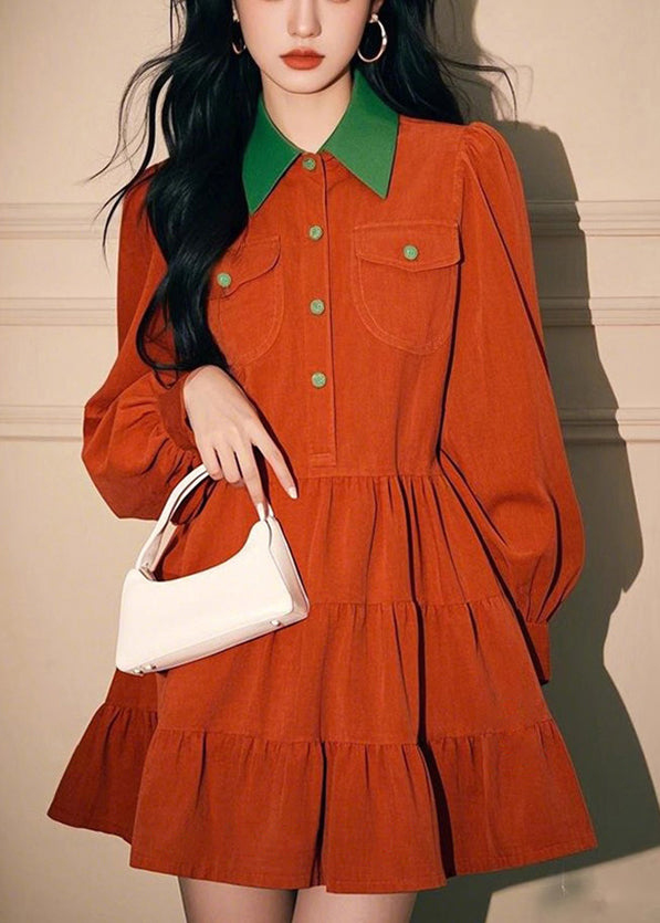 Dress Pan Orange Spring Button Corduroy Peter Shirts Loose Collar