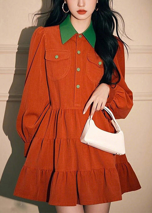 Dress Pan Orange Spring Button Corduroy Peter Shirts Loose Collar