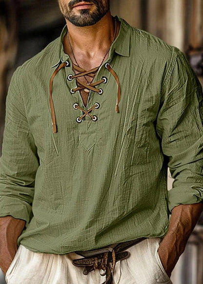 Orange Loose Shirt Cotton Pan Men Up Collar Fall Lace Peter