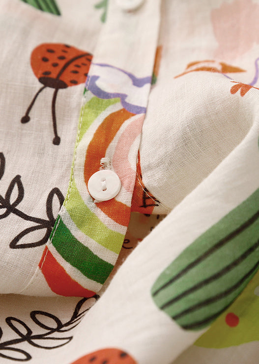 Shirts Loose Cotton Peter Spring Print Pan Collar