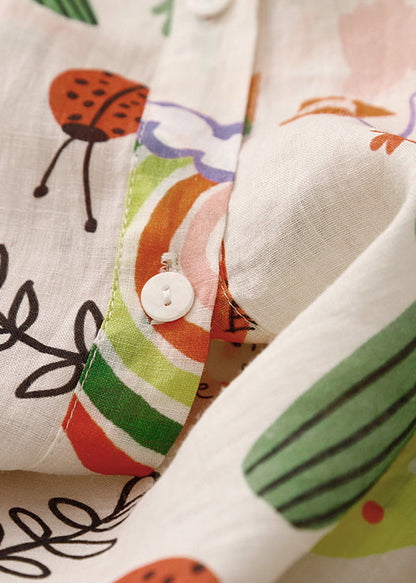 Shirts Loose Cotton Peter Spring Print Pan Collar