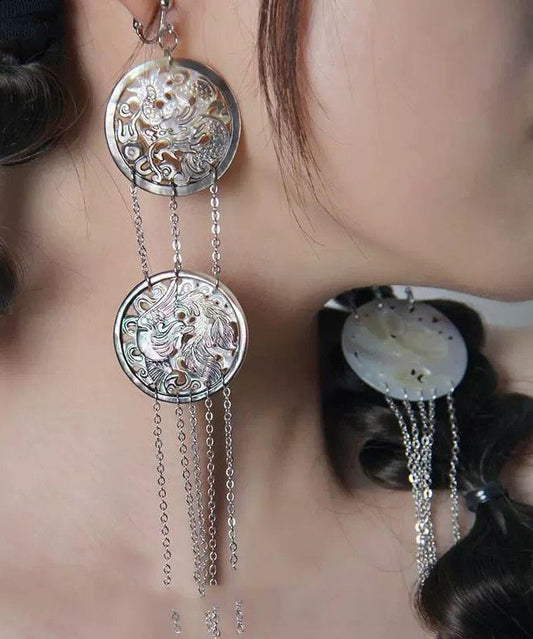 Earrings Silk Sterling Drop Tassel Single Loose Silver