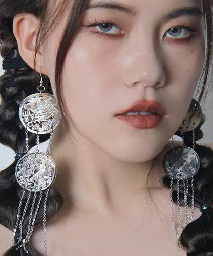 Earrings Silk Sterling Drop Tassel Single Loose Silver