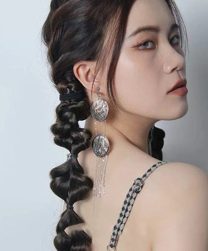 Earrings Silk Sterling Drop Tassel Single Loose Silver