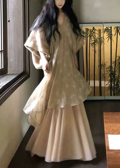 Robe Loose Neck V Sleeve Cotton Batwing Tulle Patchwork Dresses