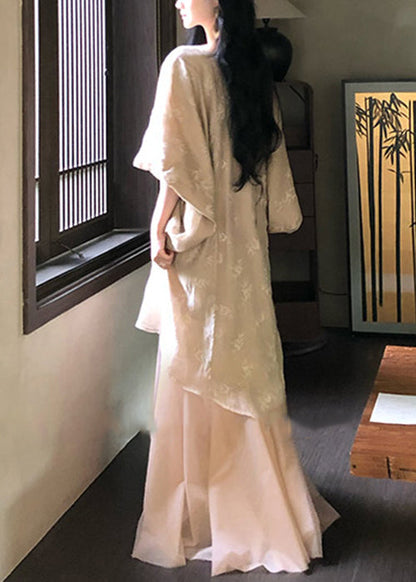 Robe Loose Neck V Sleeve Cotton Batwing Tulle Patchwork Dresses