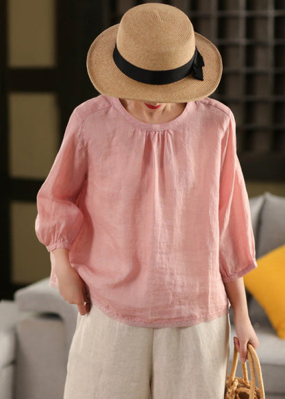 Summer Neck Tops Patchwork Shirt Loose O Lace White Linen