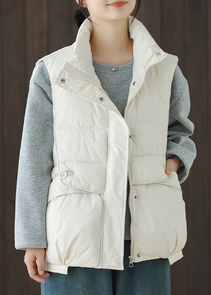 Gilet ample en duvet de canard blanc avec poches zippées sans manches WL016