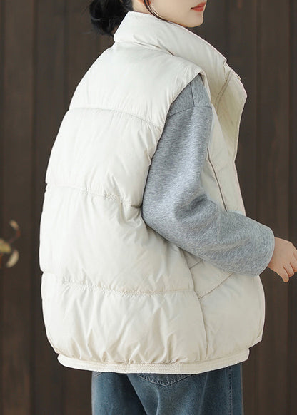 Gilet ample en duvet de canard blanc avec poches zippées sans manches WL016