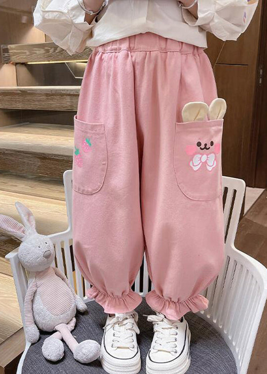 Lovely Pink Pockets Patchwork Kids Lantern Pants Spring TV001