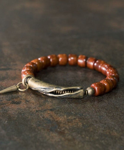 Ancient Men Beads Charm Gold Brown Bracelet