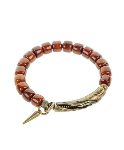 Ancient Men Beads Charm Gold Brown Bracelet