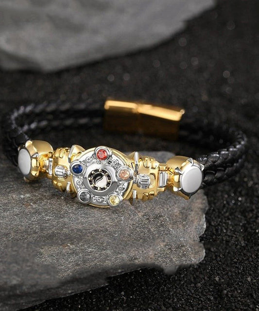Zircon Armored Gold Steel Alloy Bracelet Warrior Men Stainless