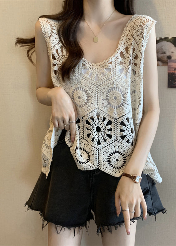 Modern Out V Vests Apricot Neck Hollow Summer