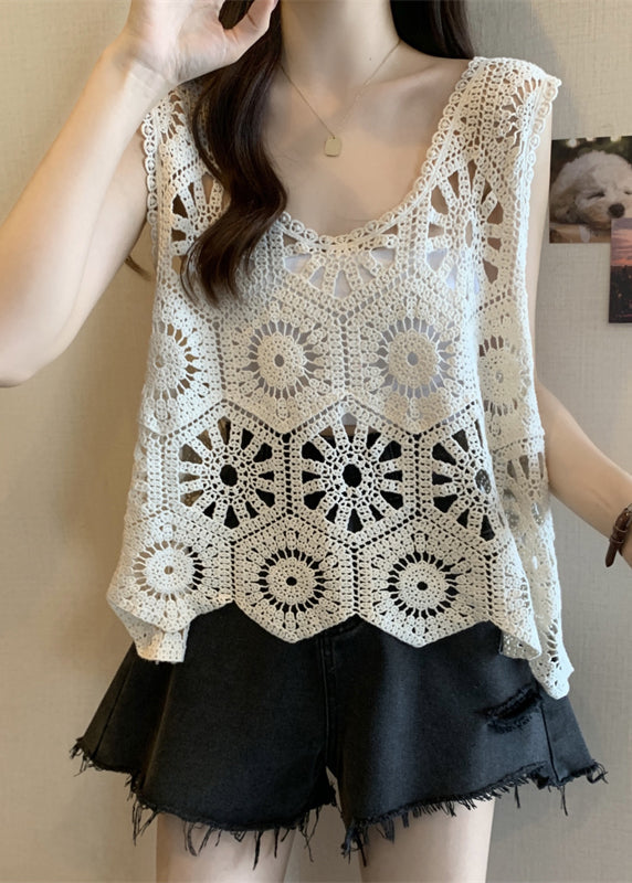 Modern Out V Vests Apricot Neck Hollow Summer