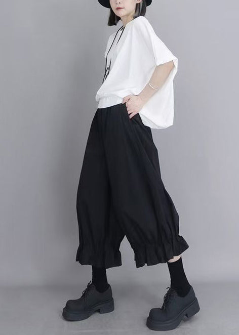 Modern Oversized Summer Pants Black Cotton Lantern