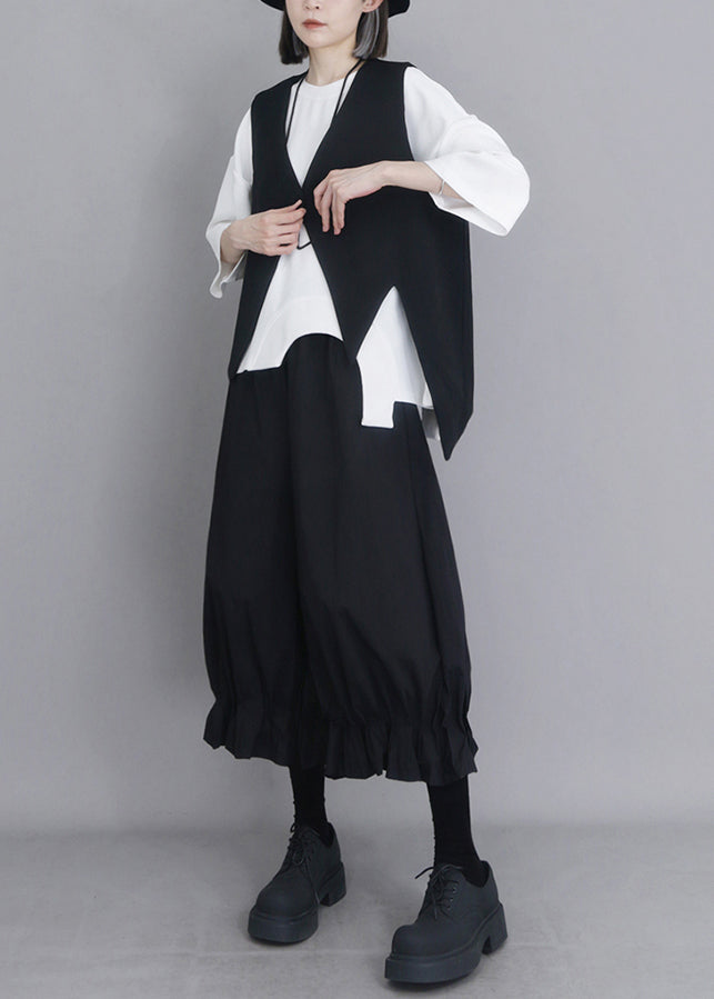 Modern Oversized Summer Pants Black Cotton Lantern