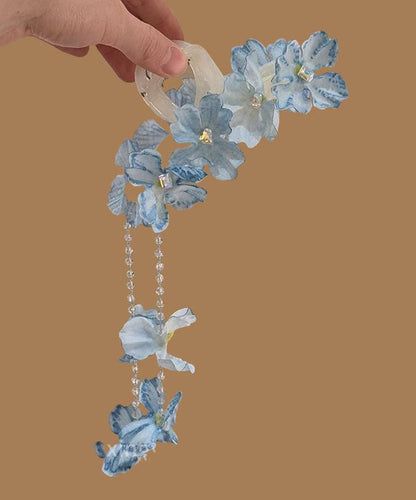 Blue Floral Beading Modern Alloy Hairpin Tassel