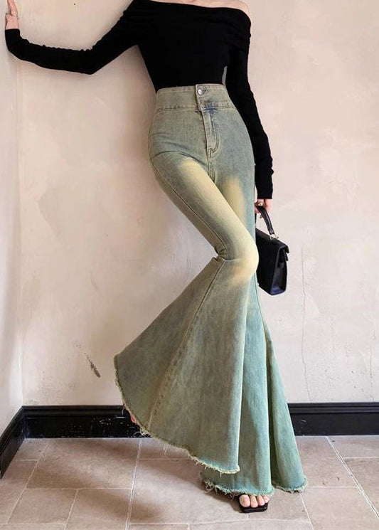 Modern Blue High Waist Denim Bell-bottom Trousers Spring YP019