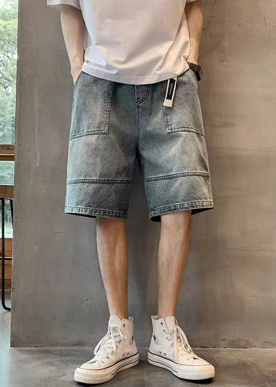 Modern Blue Pockets High Waist Denim Men Shorts Summer YL026