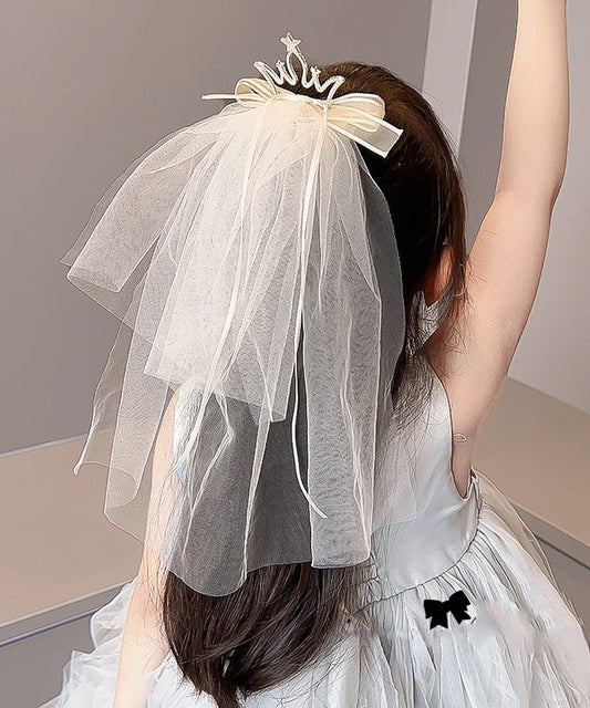 Modern Champagne Alloy Zircon Tulle Headcloth Kids Hairpin YG030