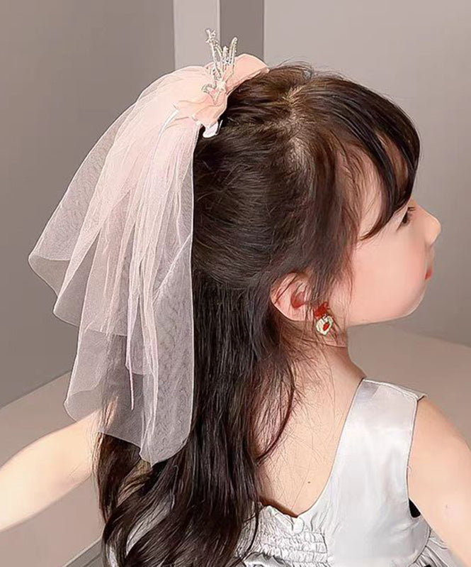Modern Champagne Alloy Zircon Tulle Headcloth Kids Hairpin YG030