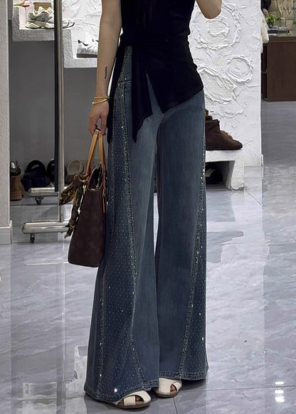 Trousers Blue Zircon Modern Waist Flared High Fall Denim