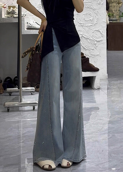 Trousers Blue Zircon Modern Waist Flared High Fall Denim