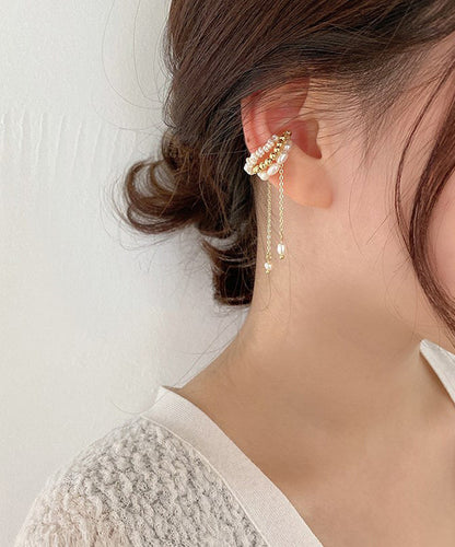 Earrings Tassel Drop Pearl Chain Gold Modern Alloy