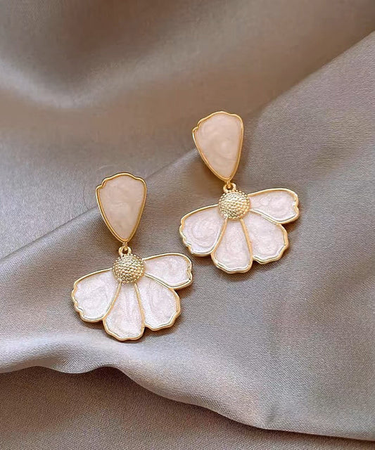 Drop Copper Earrings Shell Alloy Modern Gold Floral