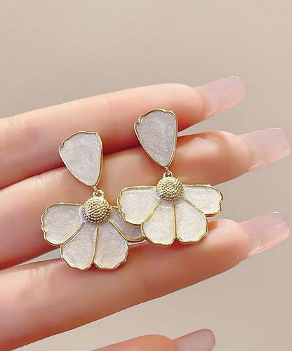 Drop Copper Earrings Shell Alloy Modern Gold Floral