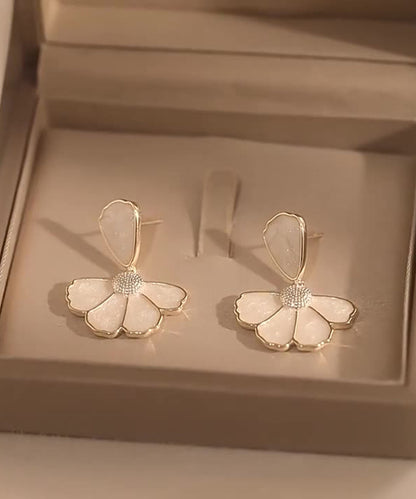 Drop Copper Earrings Shell Alloy Modern Gold Floral