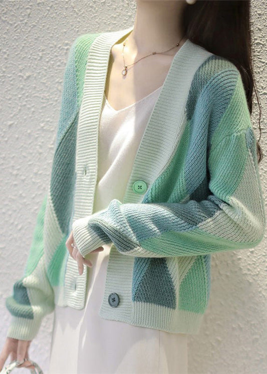 Modern Green Oversized Warm Knit Cardigans Spring OO011