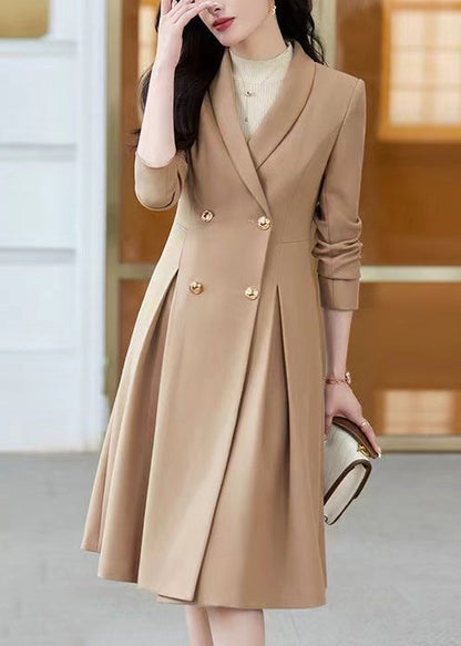 Modern Khaki Double Breast Formal Trench Coat Spring YJ026