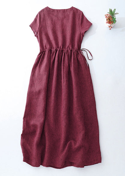 Long Linen Cinched Summer Dress Modern Mulberry