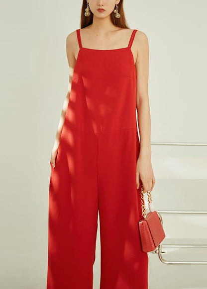 Red Pants Strap Straight Modern Spaghetti Chiffon Draping