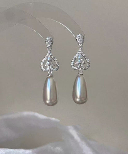 Silk Modern Earrings Drop Copper Overgild Zircon Pearl