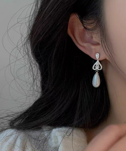 Silk Modern Earrings Drop Copper Overgild Zircon Pearl