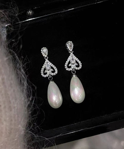 Silk Modern Earrings Drop Copper Overgild Zircon Pearl