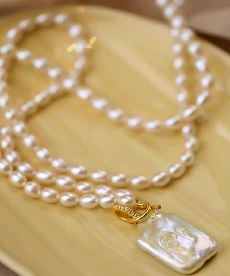 Pearl White Alloy Pendant Modern Necklace