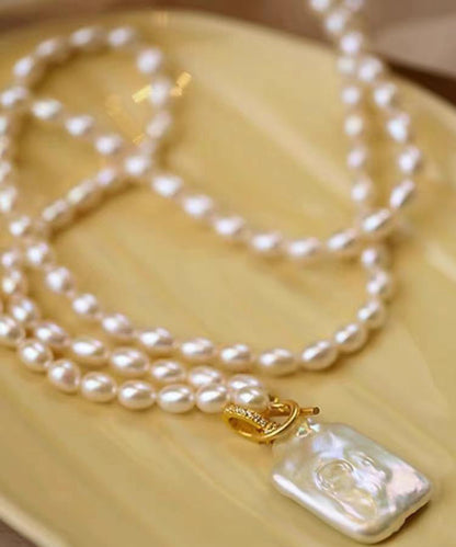 Pearl White Alloy Pendant Modern Necklace