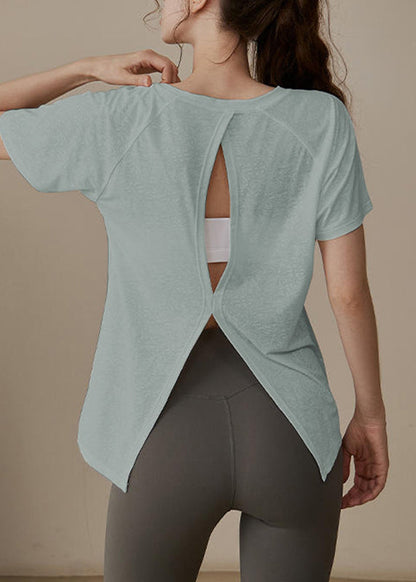 Loose Yoga Modern Tops Out White Hollow O-Neck