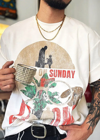 Neck Print T Cotton White Shirts Summer Modern Letter O