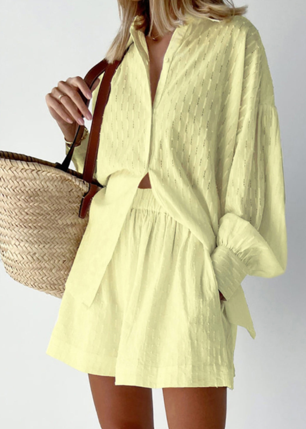 Cotton White Piece Modern Set Jacquard Outfits Two Oversized