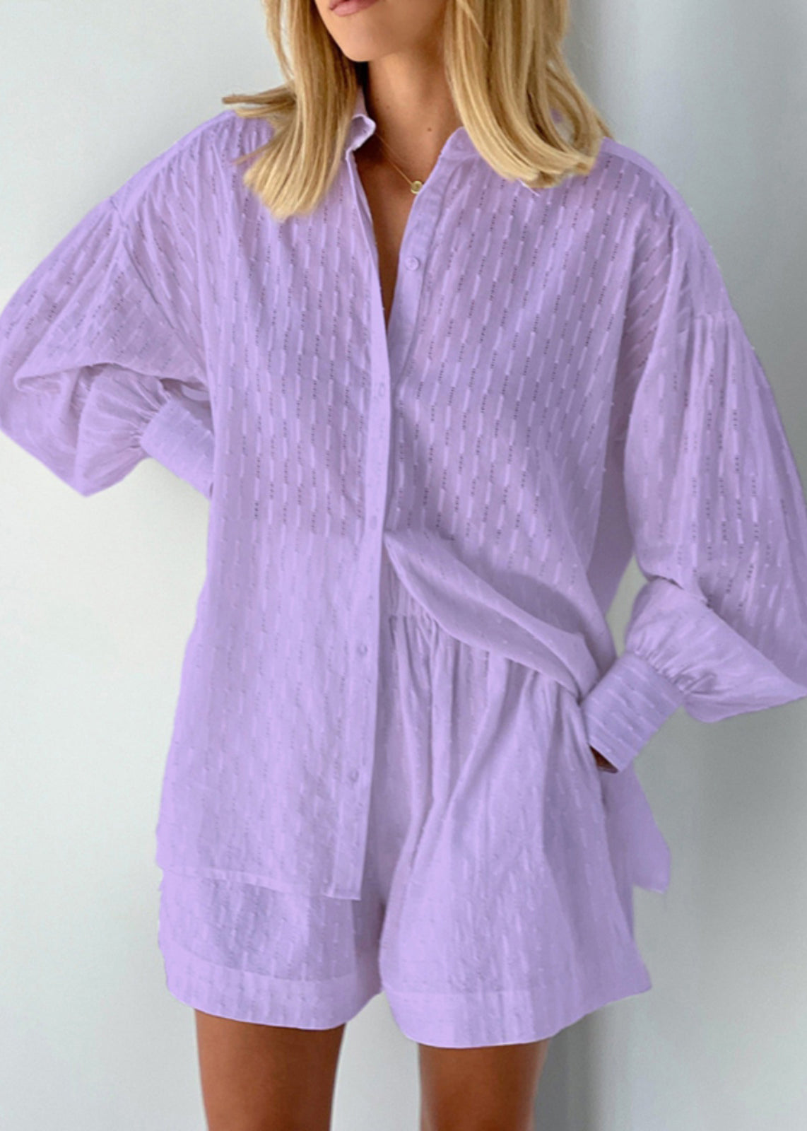 Cotton White Piece Modern Set Jacquard Outfits Two Oversized