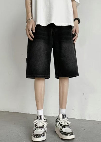 Mud Yellow Pockets Denim Mens Shorts High Waist Summer YL019