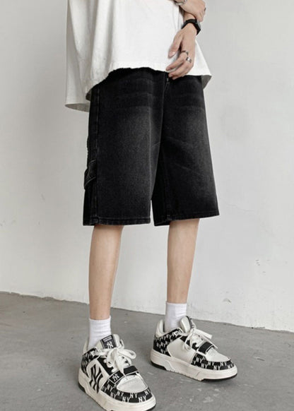 Mud Yellow Pockets Denim Mens Shorts High Waist Summer YL019