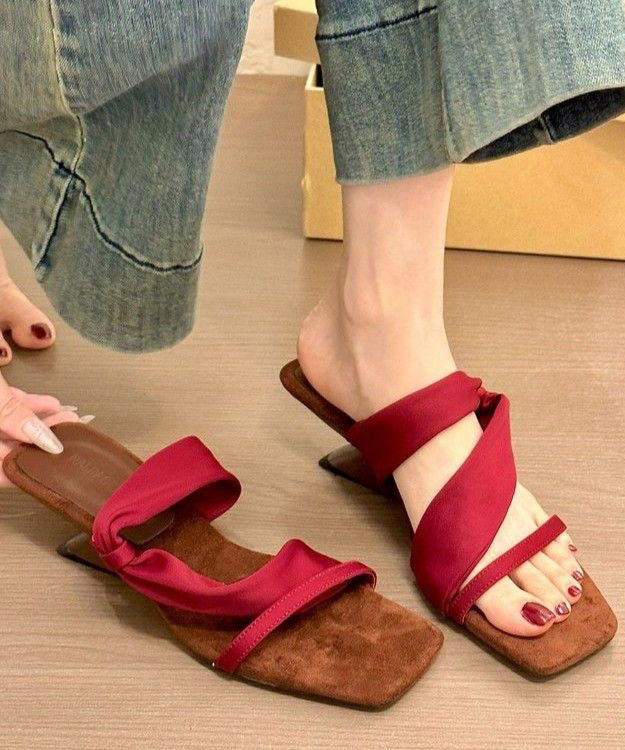 Slide Faux Leather Sandals Boutique Wedge Mulberry Splicing