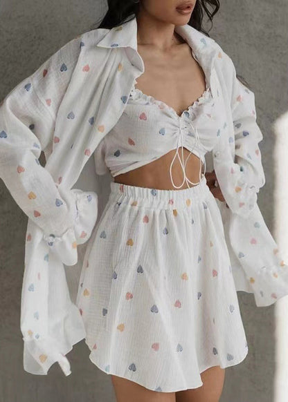 3 Summer Print Pajama Multicolour Sets Cotton Oversized Love